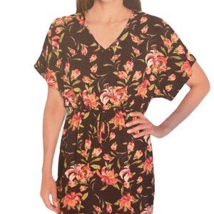 Mario Serrano Black Floral Beach Coverup Italy Large